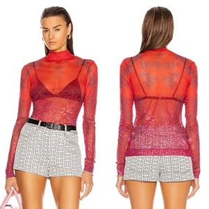 Givenchy Cyclist Mesh Logo Collar Blouse In Red